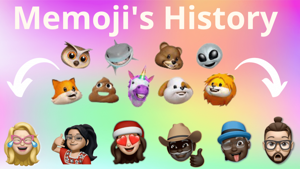 Memoji history showing different iphone memoji over time