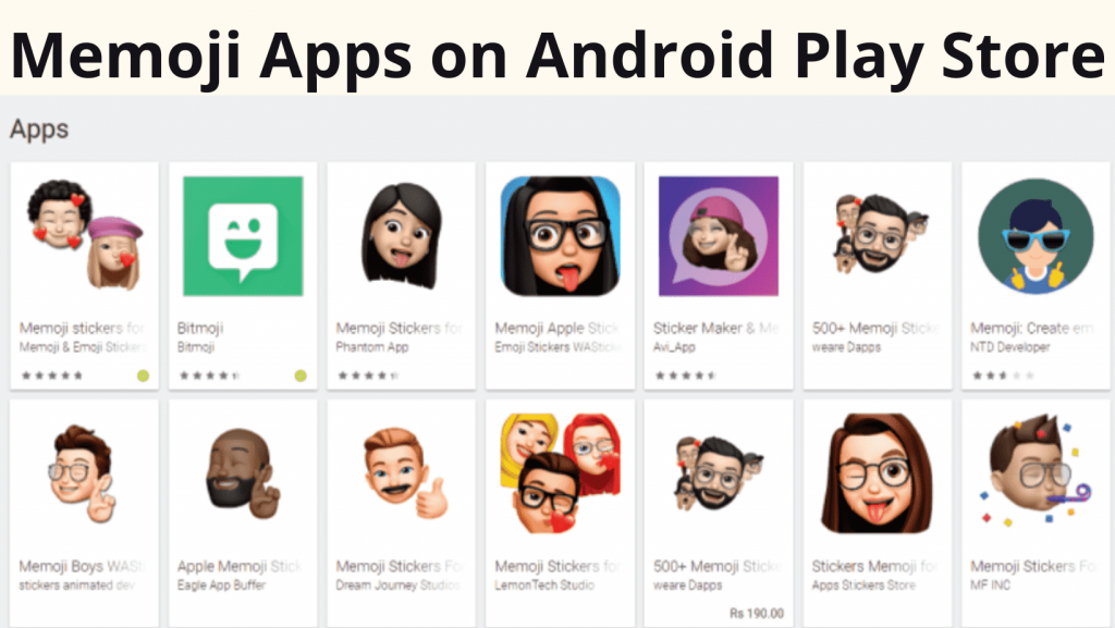 Memoji Apps on Google playstore